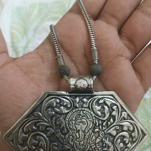 Oxidized German Silver Ganesha Necklace