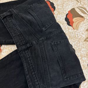 High Waist Charcoal Mom Fit Denim