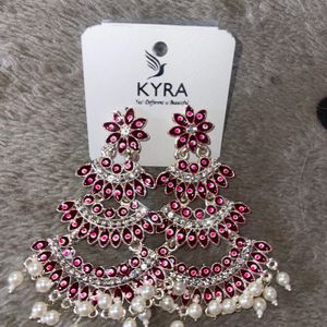 Expensive Silver With Pink Gemstones Earrings