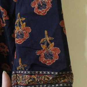 Navy Blue Printed Kurta