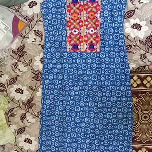 Blue Sleevless Straight Kurti