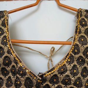 Women Black Golden Festive Blouse