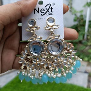 Sky Blue Kundan Earring