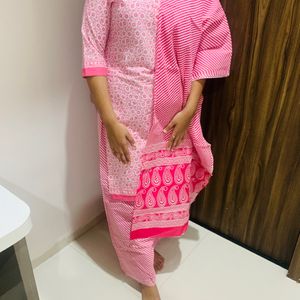 Full Pink Dress With Dhupatta