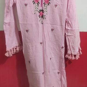 Pink Embroidery Kurti