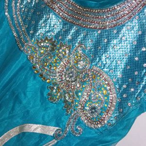 Blue Party Wear Net Dress