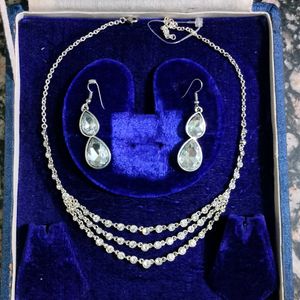 Silver Tone Diamond Set