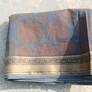 Gold Printed Cotton Saree
