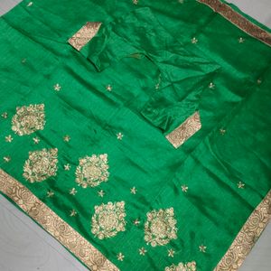 Green Saree With Blouse