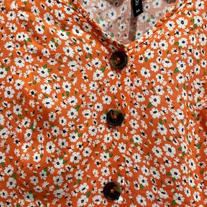 Orange Floral Summer Dress