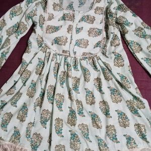 Green Flower Prints Short Frock