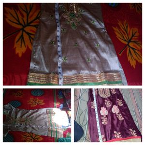 Purple Silky Plazo +Suit Salwar Set