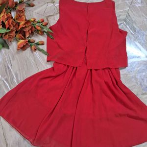 Sleeveless Mini Red Georgette Dress