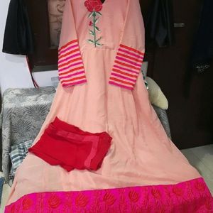 Pretty  Embroidered Anarkali With Dupatta