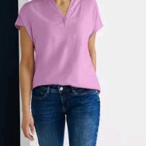 Street One V-Split Neck Viscose Blouse, Pink