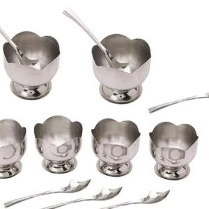 6 Steel Ice Cream Bowl With  Spoons