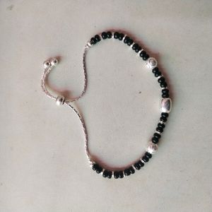 Pure Silver Adjustable Hand Bracelet In Black Bids