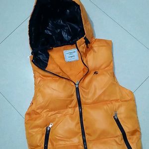 Orange Puffer Jacket Half Sleeve