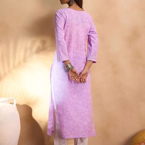 Lavender Printed Straight Kurtas