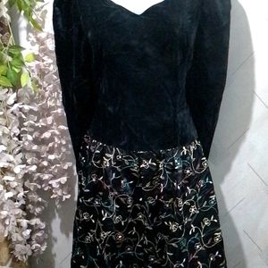 Beautiful Winter Velvet Dress Large Size