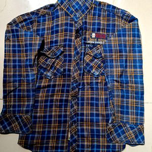 Blue Cotton Full Sleeves Shirt