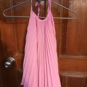 Flowy Pink Backless Halter Neck Top