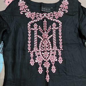 Embroidered Black Kurta