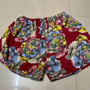 Women Floral Printed Short Red Colour