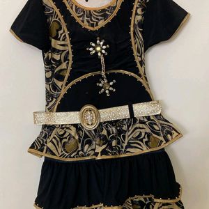 Golden Black Frock For Girls