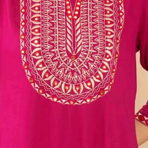 Pink Gotta Patti Straight Kurta