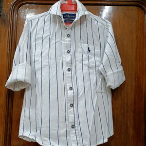 White Colour Fancy Lining Shirt For Kids