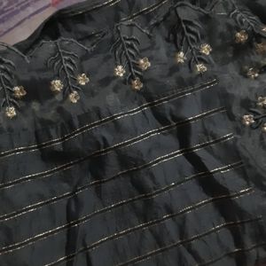 Silk Dupatta With Organza Embroidery Boarder On Al