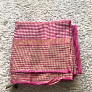 Pink Checked Saree(Women’s)