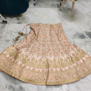 peach colour heavy bridal lehenga