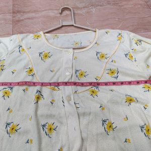 Floral Print Top Lime Light Yellow Colored