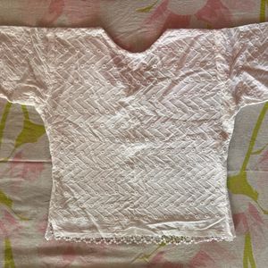 White Chicken Material Cotton Top For Women