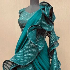 Sequence Ruffle Lehenga Saree