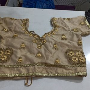 Full Work Golden Lehenga