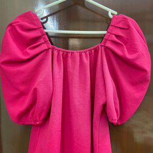 Athena-Chic Fuchsia Pink Power Shoulders Top