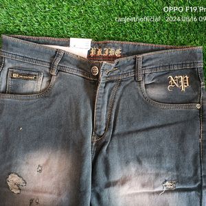 Men's Grey Denim Jeans For Party