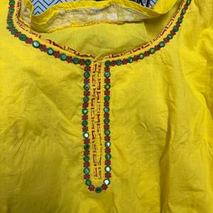 Kurta Ethnic Yellow Top Biba Women