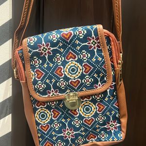 Teal Printed Sling Bag