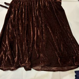 Brown Wrap Up Velvet Dress🍁