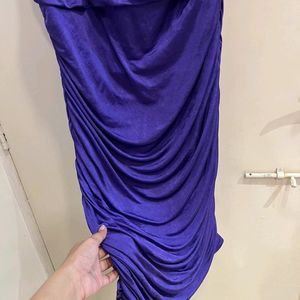 Purple Ruched One Shoulder Dress