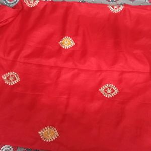 Red And Yellow Saree Without Blouse