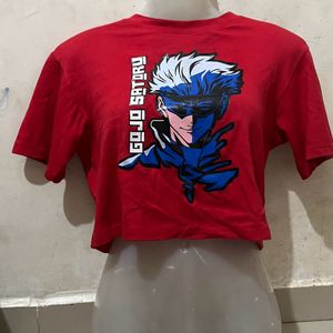 Anime Red Crop T-shirt
