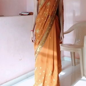 Unused Heavy Embroidery Work Saree