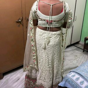 Pista Green Lehnga With Thread Work