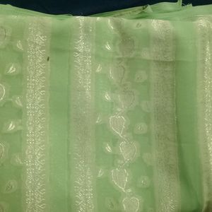 silver thread zari saree