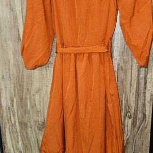 Rusty Flarred Beautiful Dress With Belt